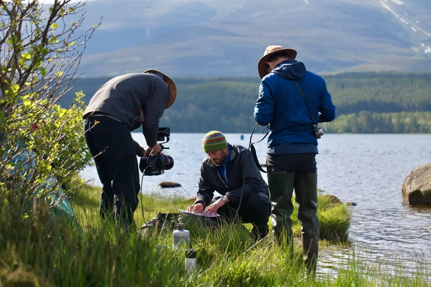 Mark wearing Wayfarer watch by Akura Timepieces by Loch Morlich, Scotland